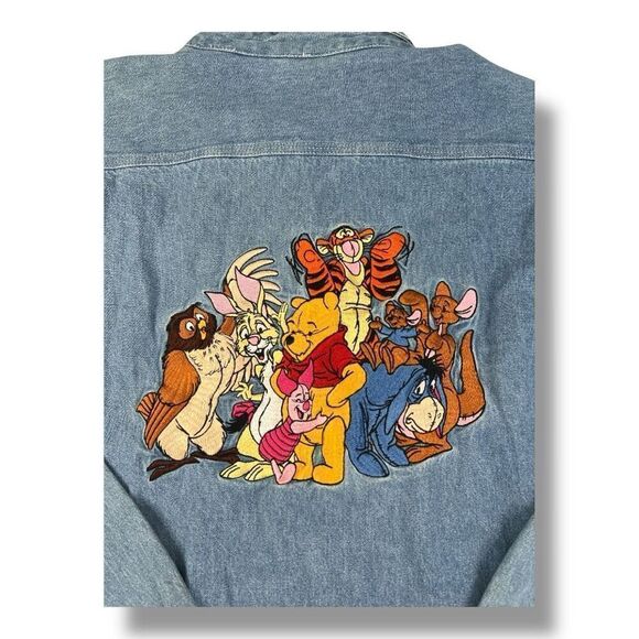 Vintage Disney Oversized Embroidered Denim Front Button Top Size Extra Large - Picture 4 of 6